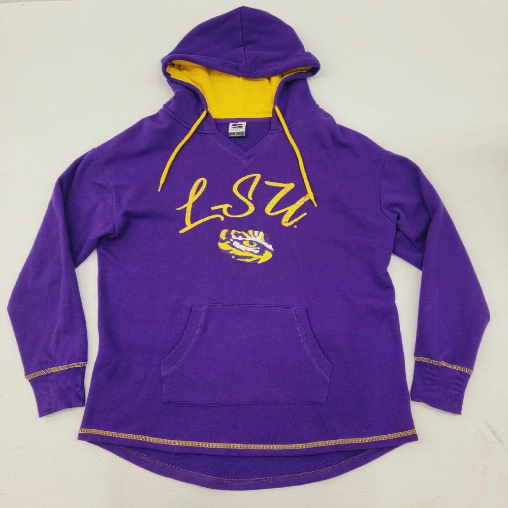 LSU Tigers Womens Sz L Hoodie Purple Stadium Athletics Sweatshirt Football EUC - Picture 1 of 7